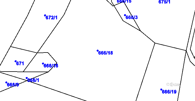 Parcela st. 666/18 v KÚ Kojetín u Havlíčkova Brodu, Katastrální mapa