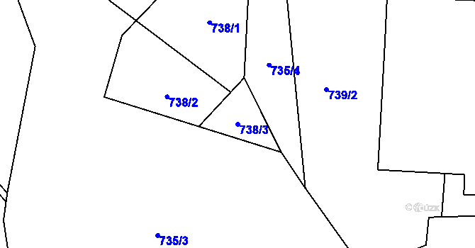 Parcela st. 738/3 v KÚ Kojetín u Havlíčkova Brodu, Katastrální mapa
