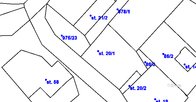 Parcela st. 20/1 v KÚ Kojetín u Havlíčkova Brodu, Katastrální mapa