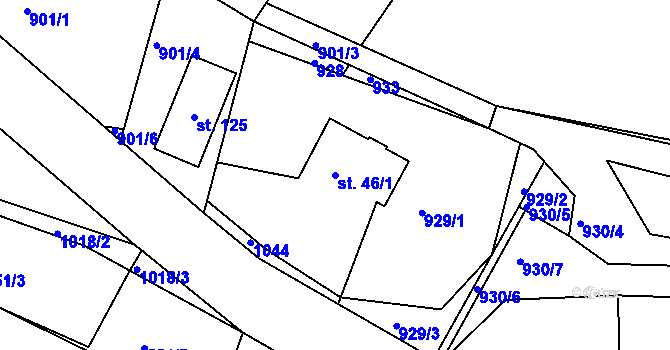 Parcela st. 46/1 v KÚ Kojetín u Havlíčkova Brodu, Katastrální mapa