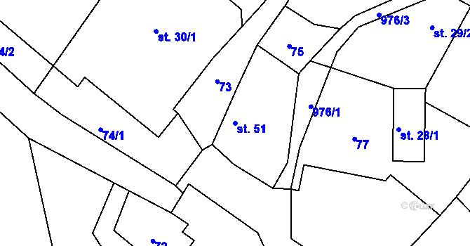 Parcela st. 51 v KÚ Kojetín u Havlíčkova Brodu, Katastrální mapa