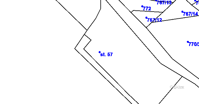 Parcela st. 57 v KÚ Kojetín u Havlíčkova Brodu, Katastrální mapa