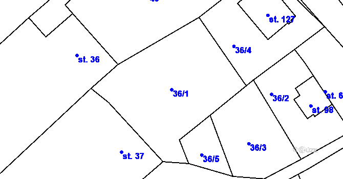 Parcela st. 36/1 v KÚ Kojetín u Havlíčkova Brodu, Katastrální mapa