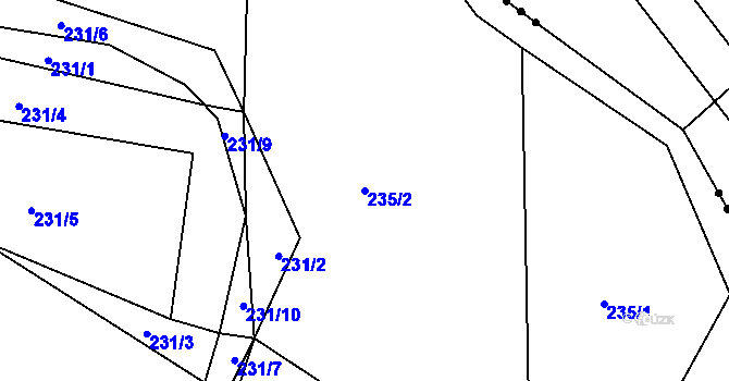Parcela st. 235/2 v KÚ Kojetín u Havlíčkova Brodu, Katastrální mapa
