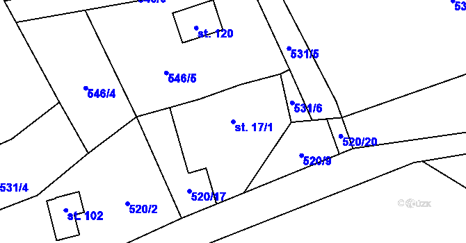 Parcela st. 17/1 v KÚ Kojetín u Starého Jičína, Katastrální mapa