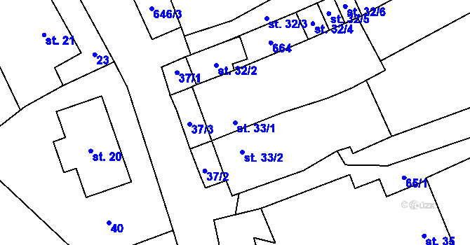 Parcela st. 33/1 v KÚ Kojetín u Starého Jičína, Katastrální mapa