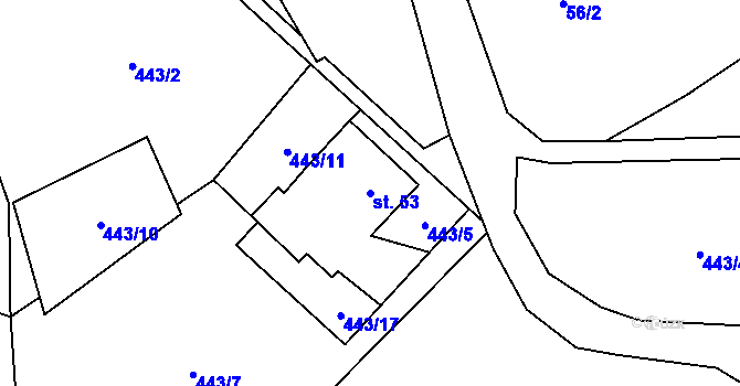 Parcela st. 53 v KÚ Kojetín u Starého Jičína, Katastrální mapa