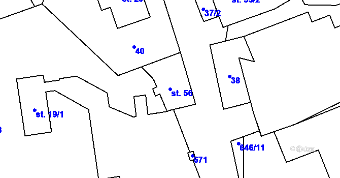 Parcela st. 56 v KÚ Kojetín u Starého Jičína, Katastrální mapa