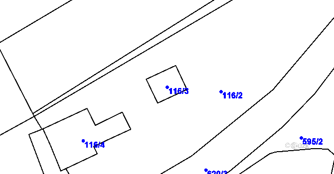 Parcela st. 116/3 v KÚ Kojetín u Starého Jičína, Katastrální mapa
