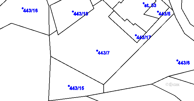 Parcela st. 443/7 v KÚ Kojetín u Starého Jičína, Katastrální mapa