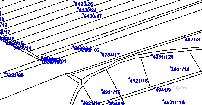 Parcela st. 5784/17 v KÚ Kojetín, Katastrální mapa