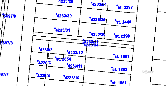 Parcela st. 4233/34 v KÚ Kojetín, Katastrální mapa