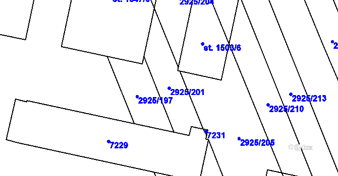 Parcela st. 2925/201 v KÚ Kojetín, Katastrální mapa