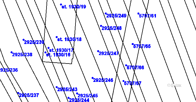 Parcela st. 2925/247 v KÚ Kojetín, Katastrální mapa
