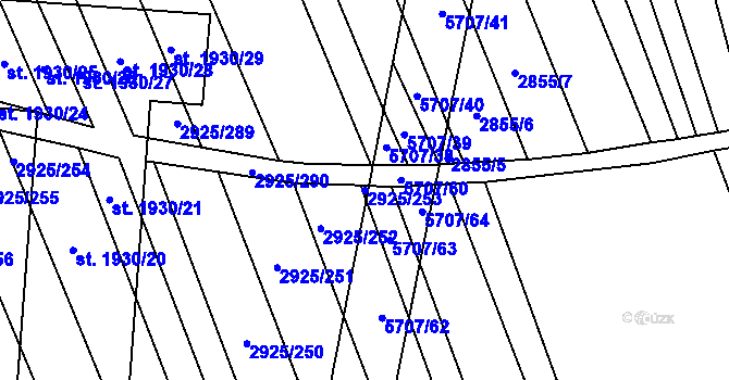 Parcela st. 2925/253 v KÚ Kojetín, Katastrální mapa