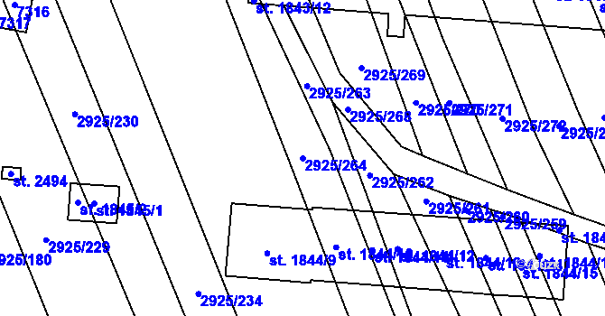 Parcela st. 2925/264 v KÚ Kojetín, Katastrální mapa