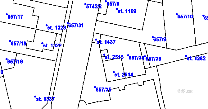 Parcela st. 2515 v KÚ Kojetín, Katastrální mapa