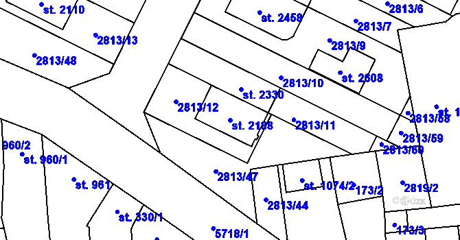 Parcela st. 2188 v KÚ Kojetín, Katastrální mapa