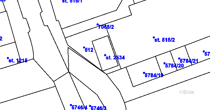 Parcela st. 2534 v KÚ Kojetín, Katastrální mapa
