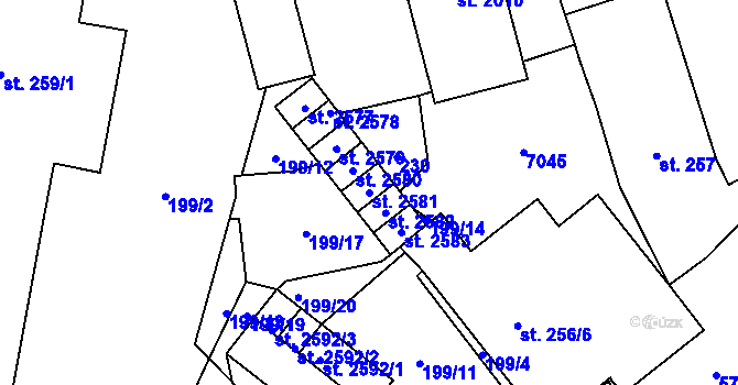 Parcela st. 2581 v KÚ Kojetín, Katastrální mapa