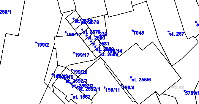 Parcela st. 2583 v KÚ Kojetín, Katastrální mapa