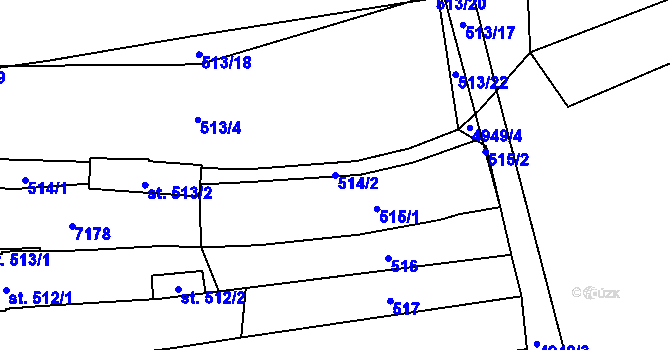 Parcela st. 514/2 v KÚ Kojetín, Katastrální mapa