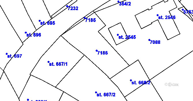 Parcela st. 7186 v KÚ Kojetín, Katastrální mapa