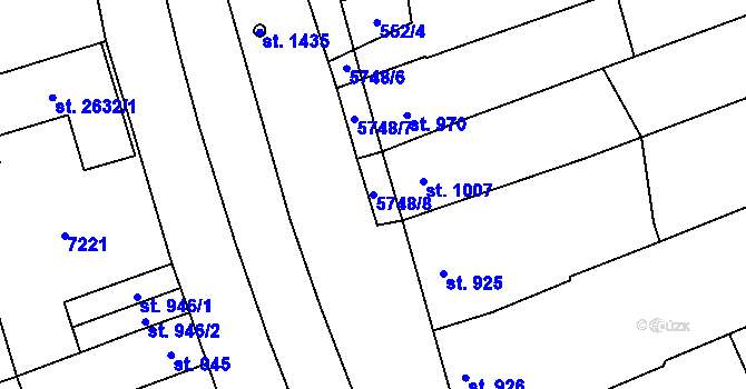Parcela st. 5748/8 v KÚ Kojetín, Katastrální mapa