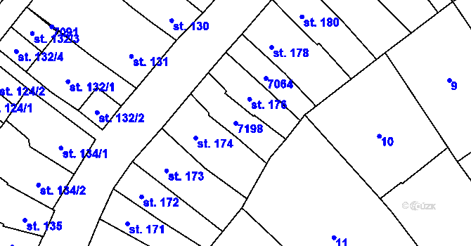Parcela st. 7198 v KÚ Kojetín, Katastrální mapa