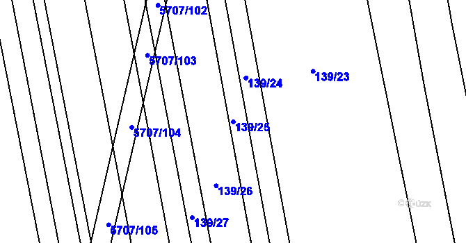 Parcela st. 139/25 v KÚ Kojetín, Katastrální mapa
