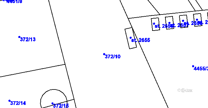 Parcela st. 372/10 v KÚ Kojetín, Katastrální mapa