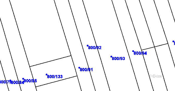 Parcela st. 800/92 v KÚ Kojetín, Katastrální mapa