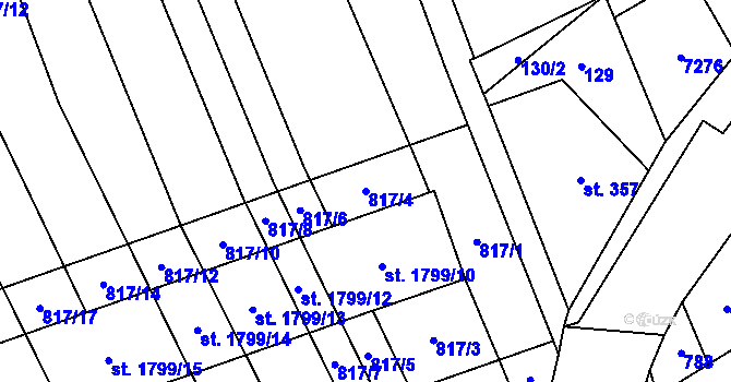 Parcela st. 817/4 v KÚ Kojetín, Katastrální mapa
