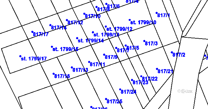 Parcela st. 817/9 v KÚ Kojetín, Katastrální mapa