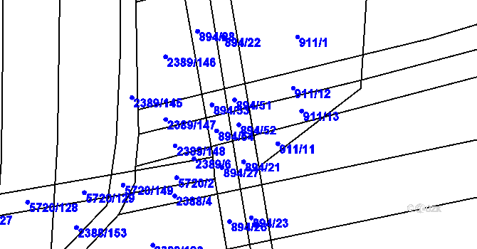 Parcela st. 894/52 v KÚ Kojetín, Katastrální mapa