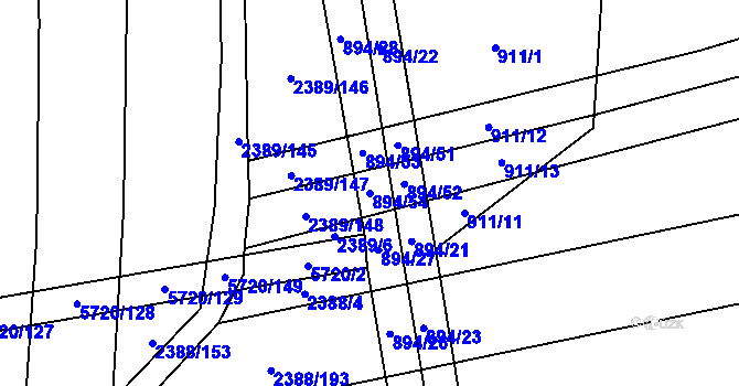 Parcela st. 894/54 v KÚ Kojetín, Katastrální mapa