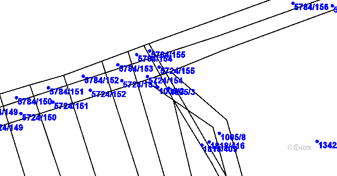 Parcela st. 1005/3 v KÚ Kojetín, Katastrální mapa