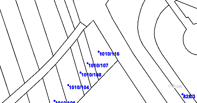 Parcela st. 1010/116 v KÚ Kojetín, Katastrální mapa