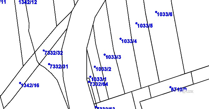 Parcela st. 1033/3 v KÚ Kojetín, Katastrální mapa