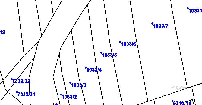 Parcela st. 1033/5 v KÚ Kojetín, Katastrální mapa