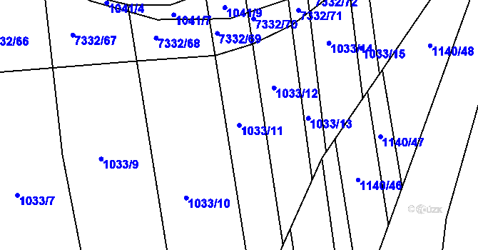 Parcela st. 1033/11 v KÚ Kojetín, Katastrální mapa