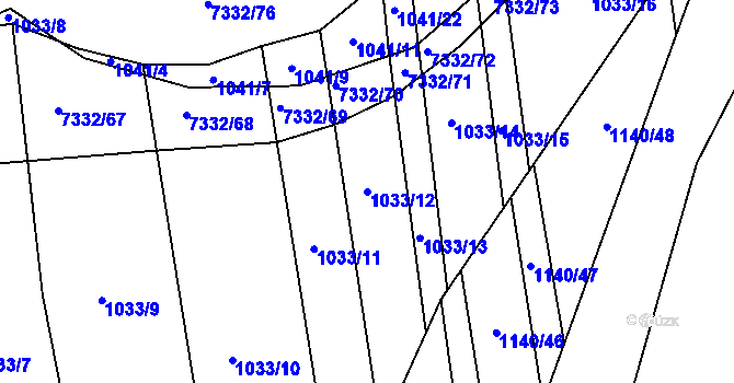 Parcela st. 1033/12 v KÚ Kojetín, Katastrální mapa