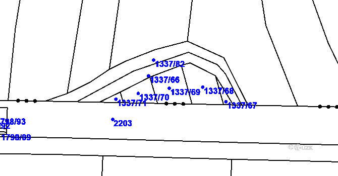 Parcela st. 1337/69 v KÚ Kojetín, Katastrální mapa