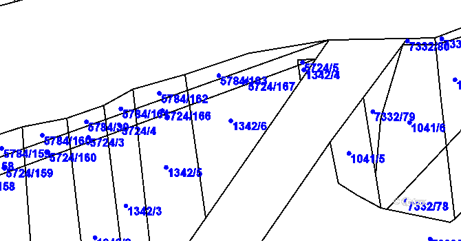 Parcela st. 1342/6 v KÚ Kojetín, Katastrální mapa