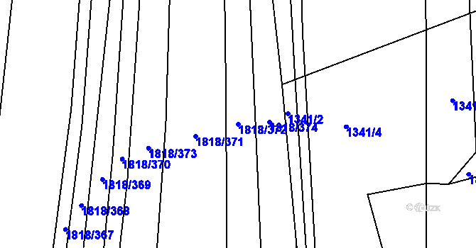 Parcela st. 1818/372 v KÚ Kojetín, Katastrální mapa