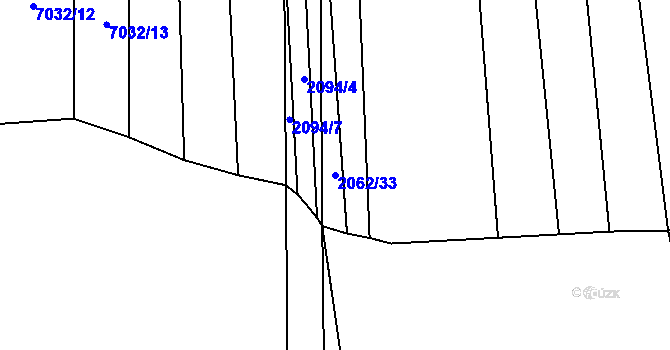 Parcela st. 2062/33 v KÚ Kojetín, Katastrální mapa