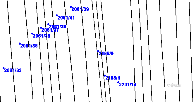 Parcela st. 2188/9 v KÚ Kojetín, Katastrální mapa
