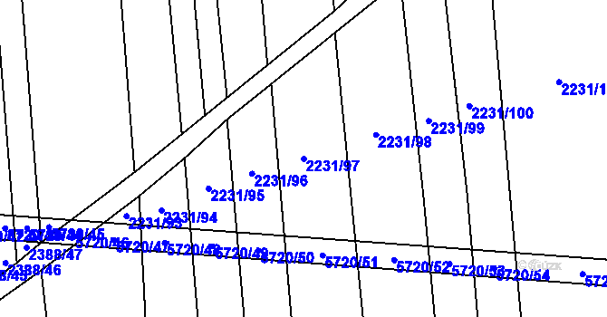 Parcela st. 2231/97 v KÚ Kojetín, Katastrální mapa