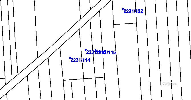 Parcela st. 2231/116 v KÚ Kojetín, Katastrální mapa