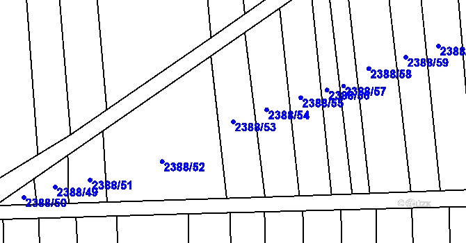 Parcela st. 2388/53 v KÚ Kojetín, Katastrální mapa